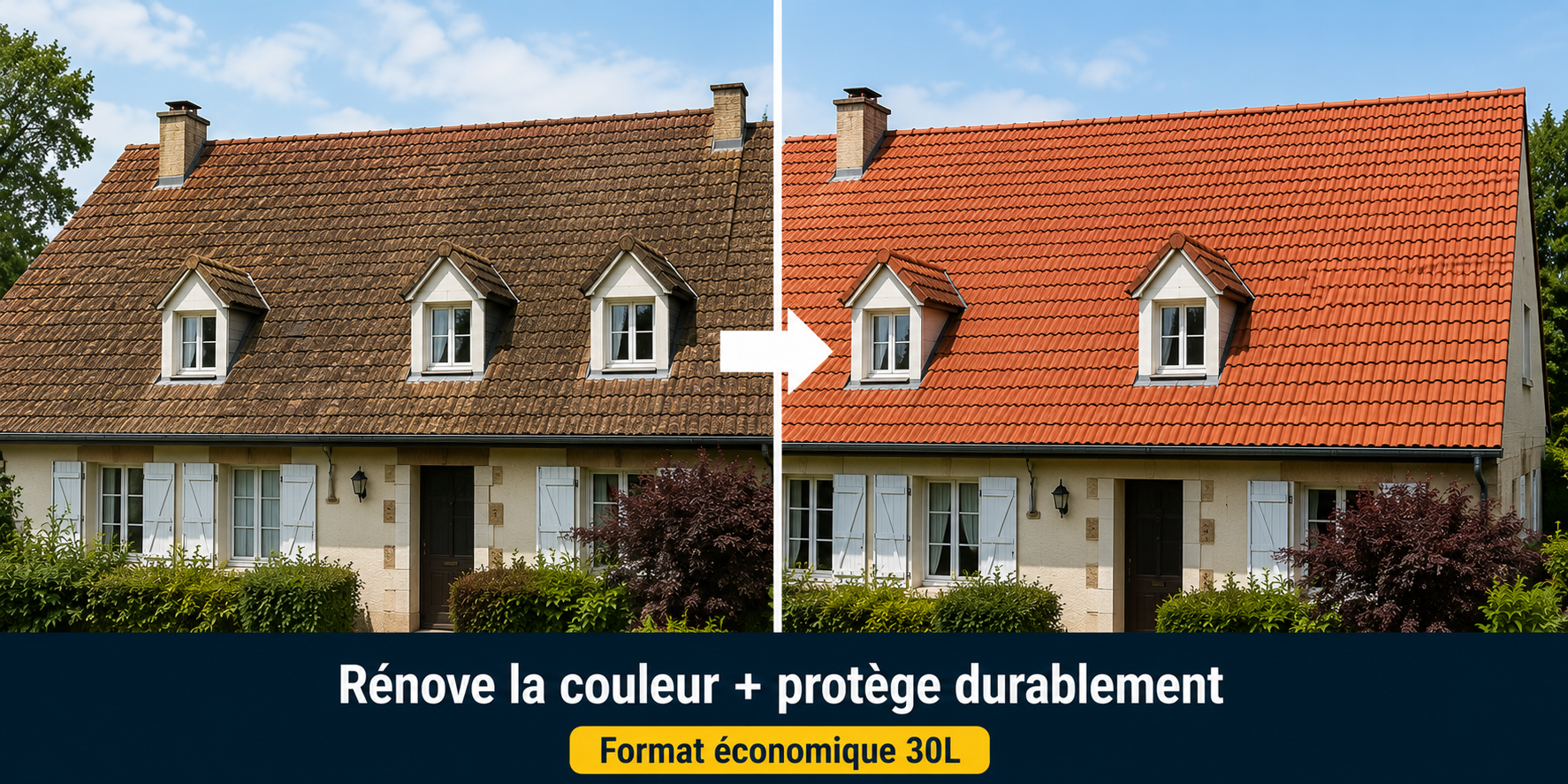 Avant après revêtement coloré toiture